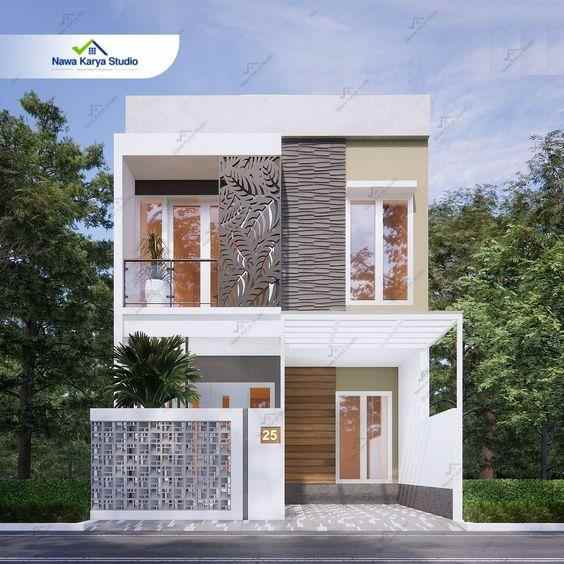Desain Rumah Kotak Kombinasi Motif Floral