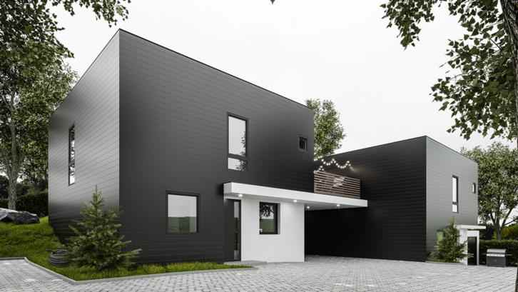 Desain Rumah Kotak Monokrom