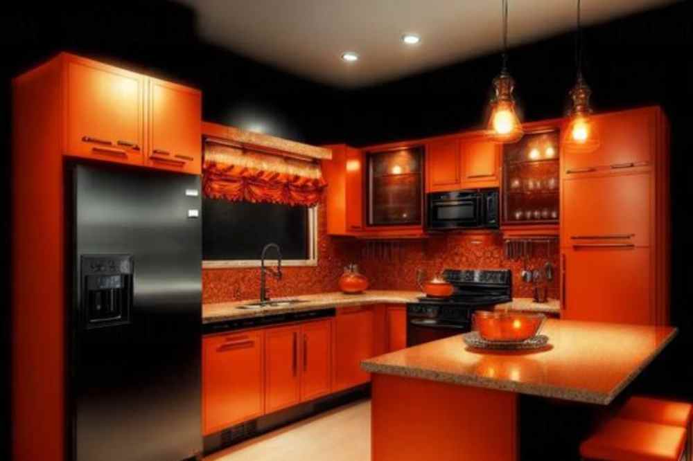 cat rumah hitam dan orange