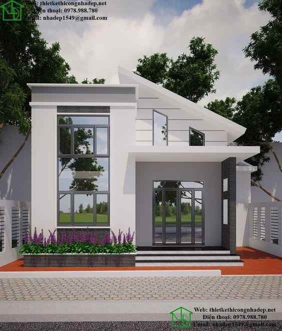 rumah serba putih atap miring