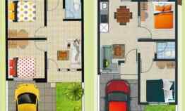 2 kamar, desain, tipe, denah