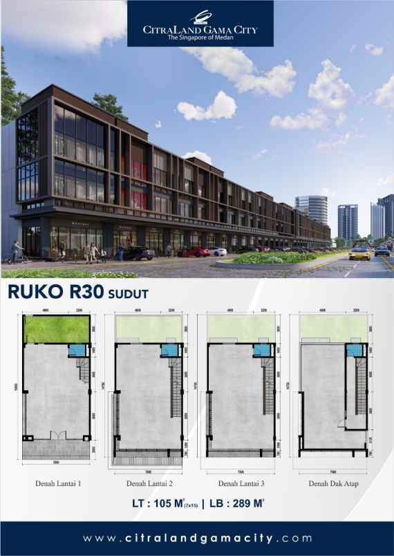 dijual ruko gudang kantor ruko citraland gama city