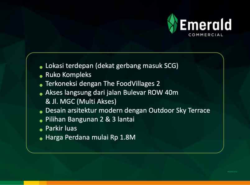 dijual ruko gudang kantor ruko emerald summarecon