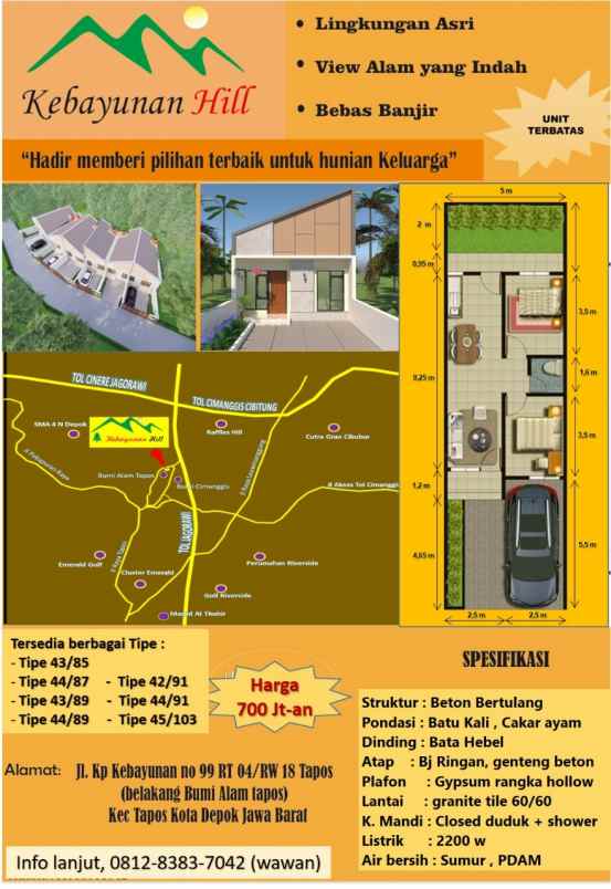 dijual rumah jl kebayunan