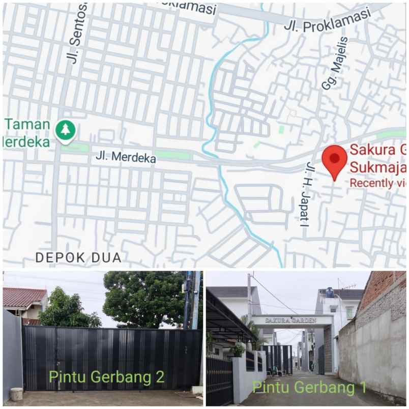 dijual rumah jl merdeka sukmajaya