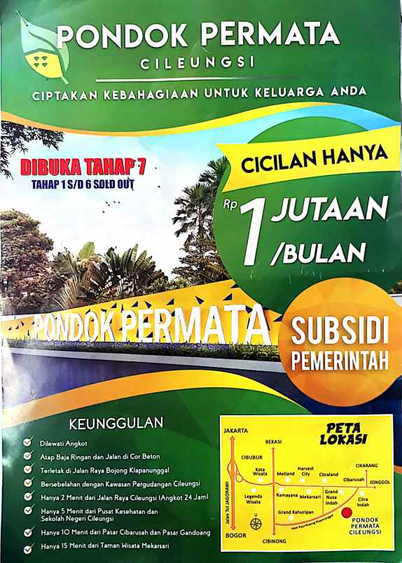 dijual rumah jln raya bojong klapa