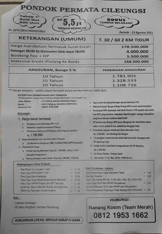 dijual rumah jln raya bojong klapa