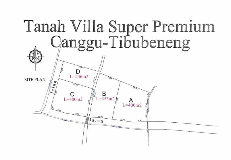 dijual tanah 1389 m2 di lokasi premium canggu bali