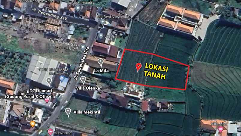 dijual tanah 1389 m2 di lokasi premium canggu bali