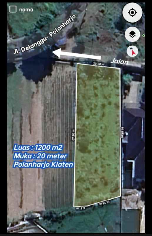 dijual tanah dkt kawasan wisata air klaten