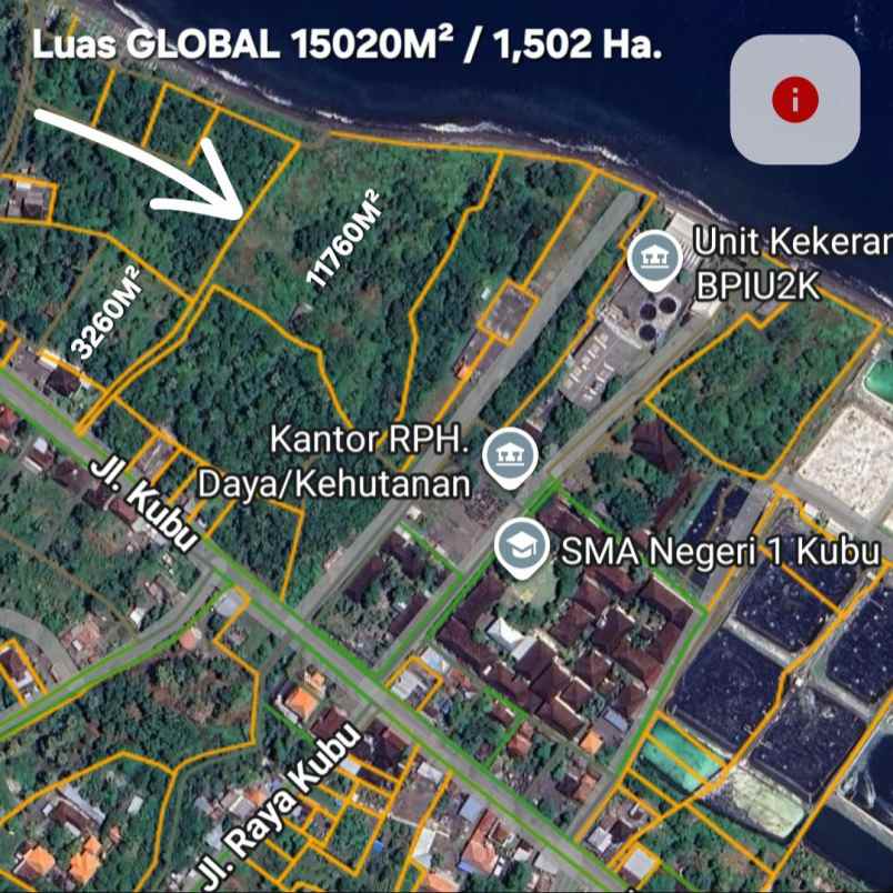 dijual tanah jl raya amlapura singaraja