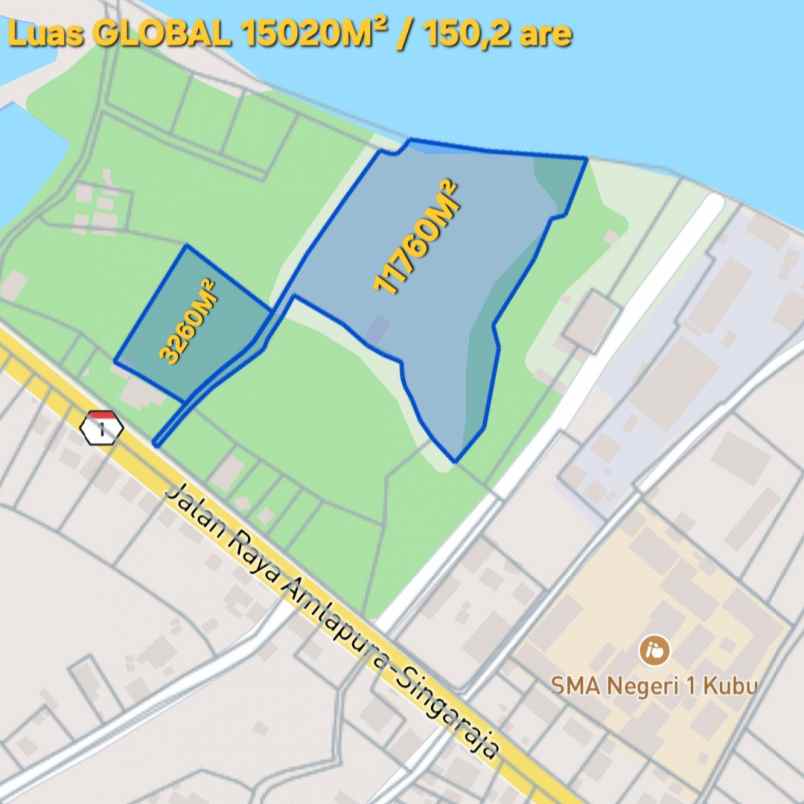 dijual tanah jl raya amlapura singaraja
