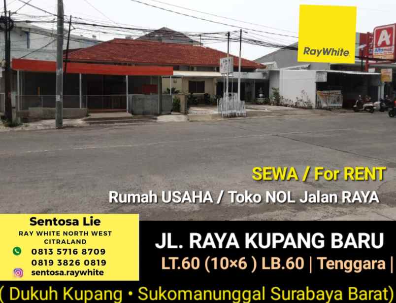 disewakan ruko gudang kantor jalan kupang baru