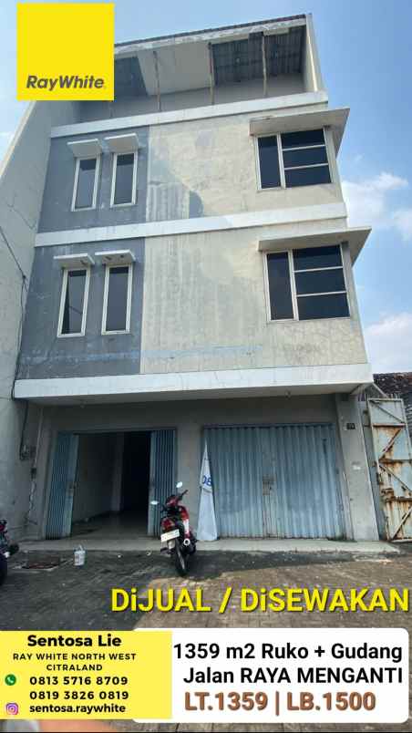 disewakan ruko gudang kantor jalan raya menganti