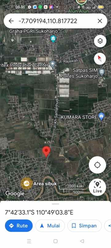 tanah zona merah di selatan pabrik sritex sukoharjo