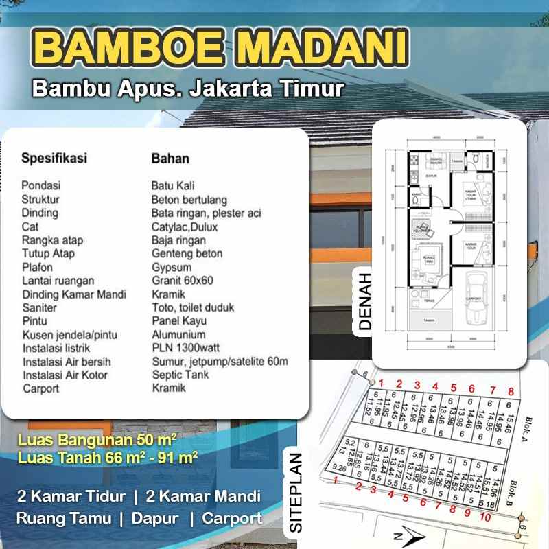 dijual rumah bambu apus