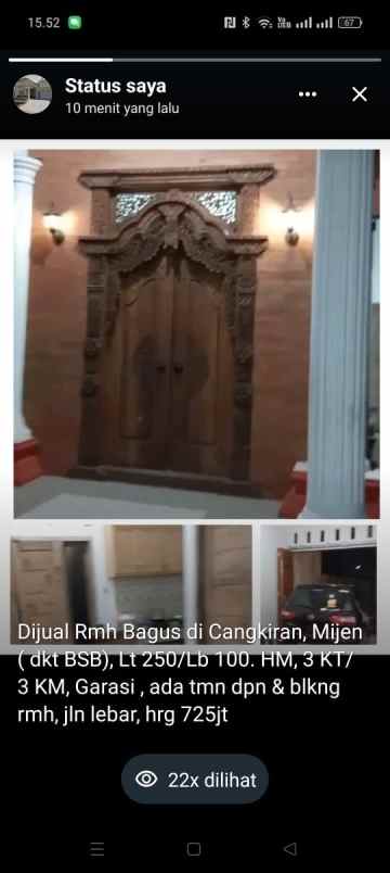 dijual rumah di cangkiran mijen semarang