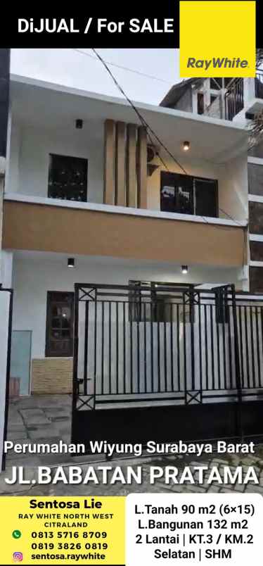 dijual rumah jalan babatan pratama