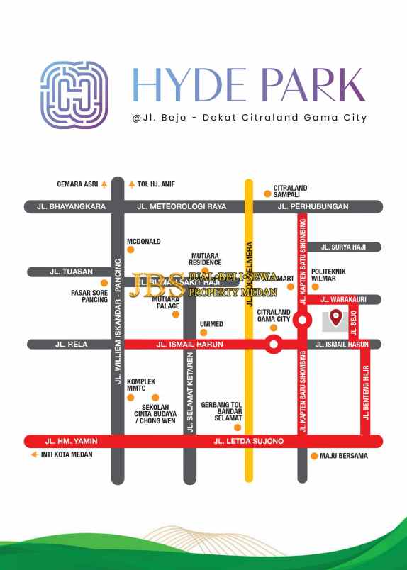 dijual rumah komplek hyde park jalan