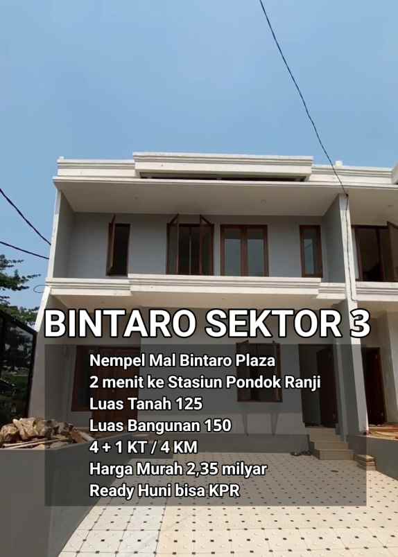 dijual rumah nempel mal bintaro plaza