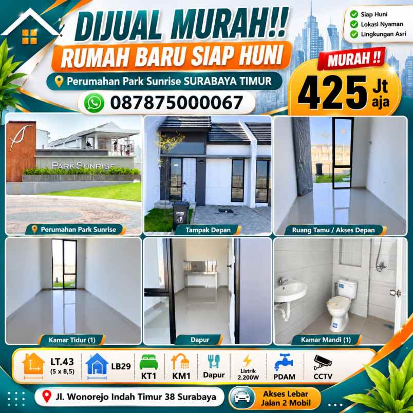 dijual rumah perumahan park sunrise jl