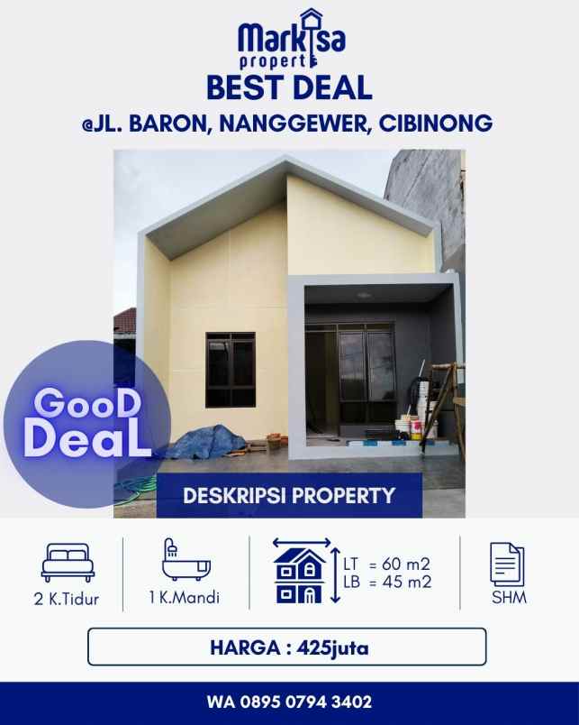 dijual rumah siap huni di nanggewer cibinong bogor