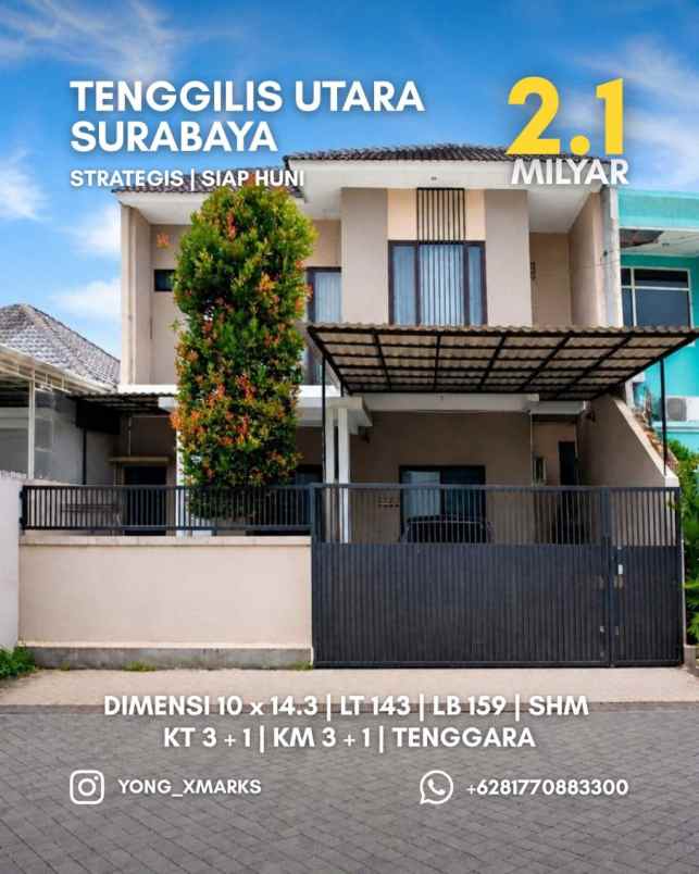 dijual rumah tenggilis utara
