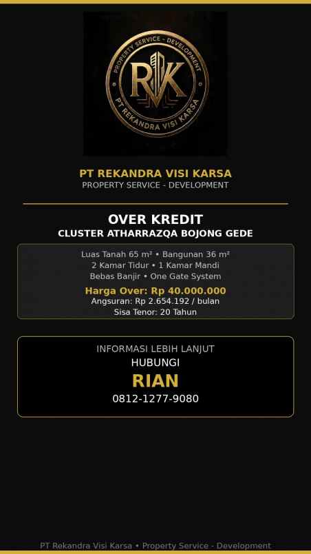 dijual rumah waringin jaya bojong gede