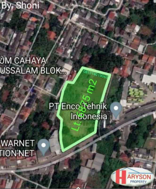 dijual tanah 6875 m2 setu bekasi