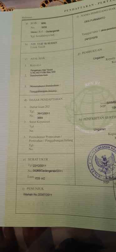 dijual tanah gedanganak