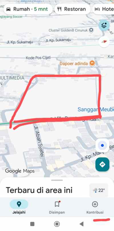 dijual tanah jl villa bandung indaj