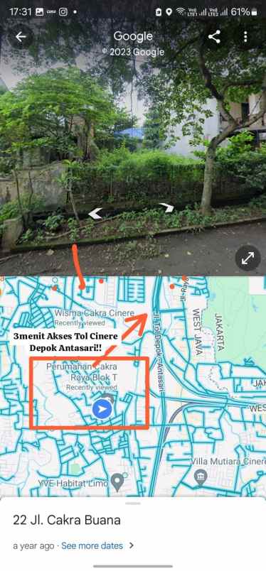 dijual tanah kavling dalam komplek di cinere limo