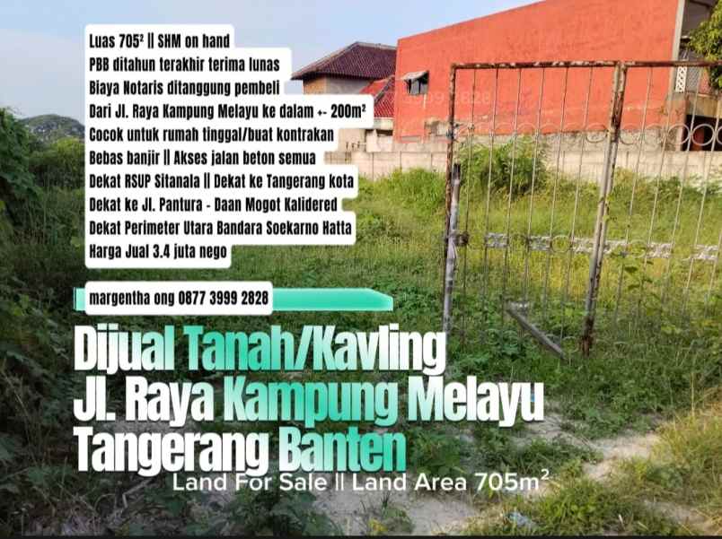 dijual tanah kosong jl raya kampung melayu tangerang