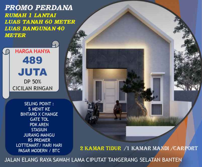rumah elok 1 lantai cuma 490 juta