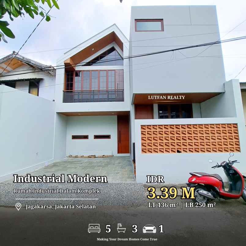 rumah semi industrial jagakarsa dalam komplek