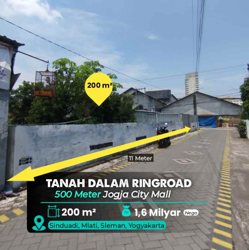 tanah dalam ringroad jogja 500 meter jogja city mall