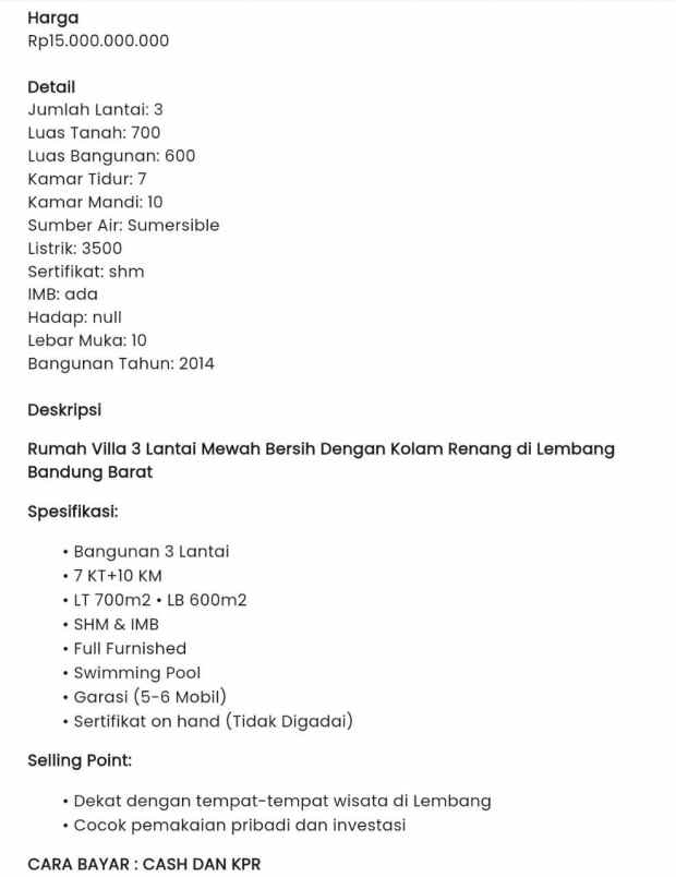 villa lembang bandung mewah