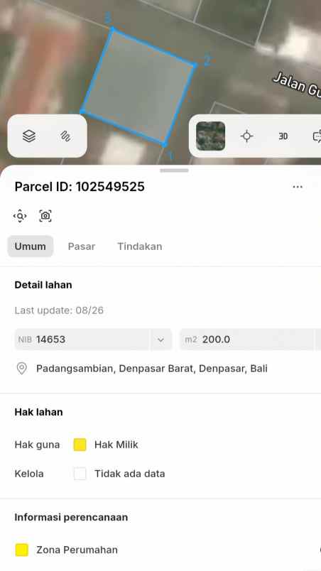 dijual 2 are jl gunung talang padangsambian denpasar