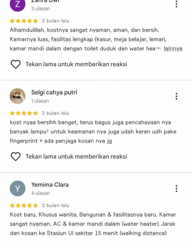 dijual kost margonda pondok cina