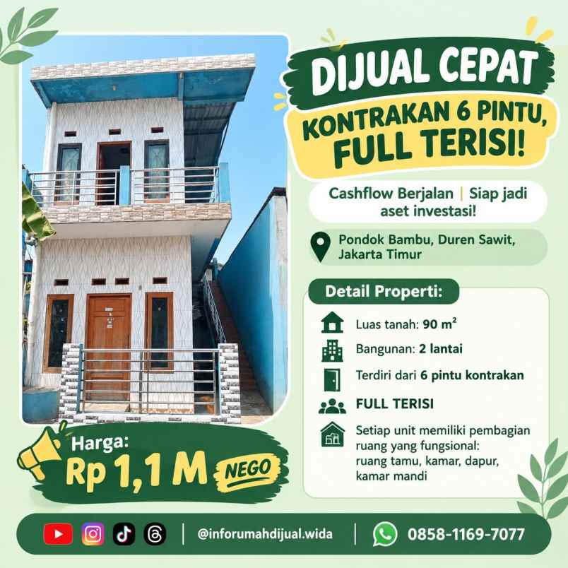 dijual kost pondok bambu