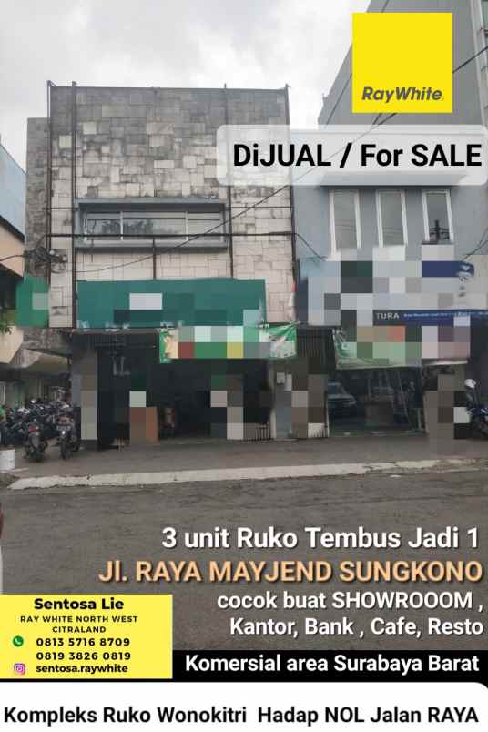 dijual ruko gudang kantor jalan mayjen sungkono