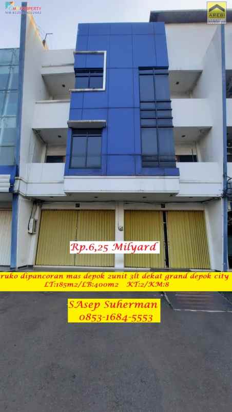 dijual ruko gudang kantor pancoran mas depok jawa barat