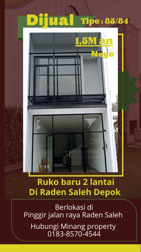 dijual ruko gudang kantor raden saleh sukmajaya depok