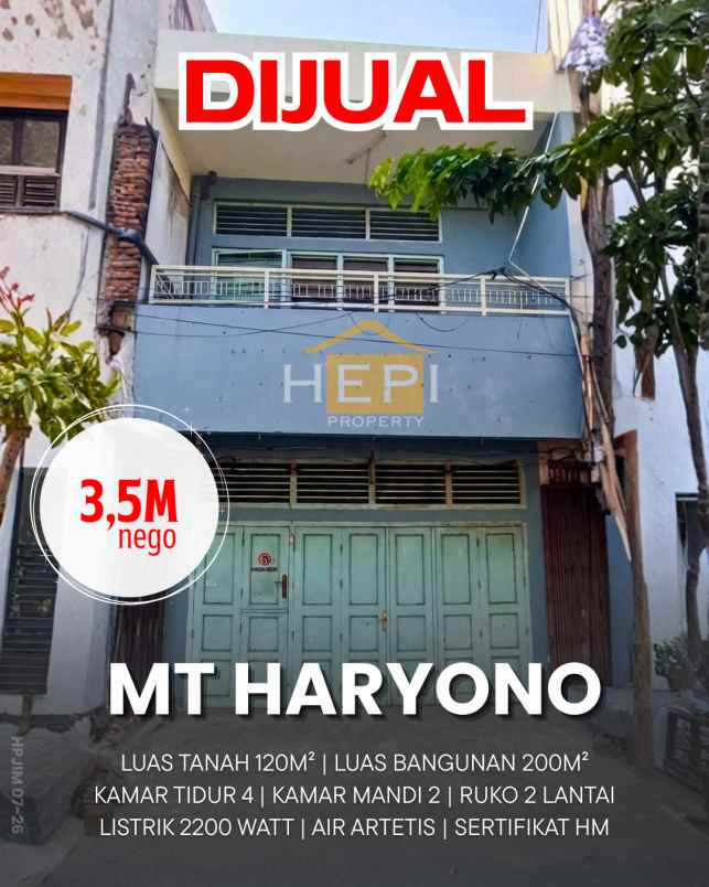 dijual ruko mt haryono semarang tengah