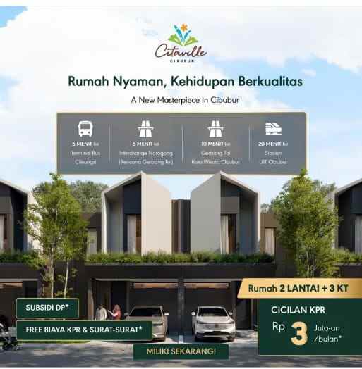 dijual rumah 2 lt citaville cibubur harga 700 jutaan