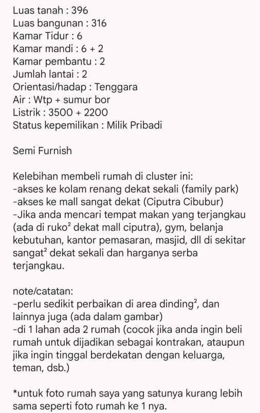 dijual rumah citra grand blok e