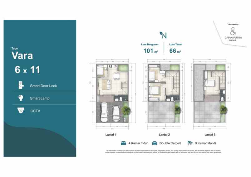 dijual rumah cluster navara harapan indah
