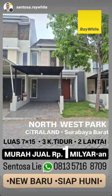 dijual rumah jalan north west park