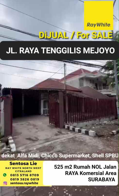 dijual rumah jalan raya tenggilis mejoyo
