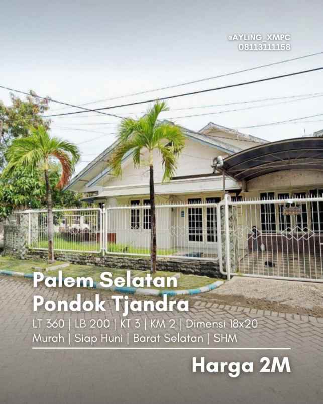 dijual rumah rumah palem selatan mc
